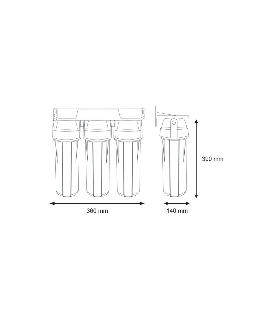 10” Filtru komplekti aukstajam ūdenim Aquafilter FHPRCL-B-TRIPLE sērijas cena un informācija | Ūdens attīrīšanas sistēmas un filtri | 220.lv