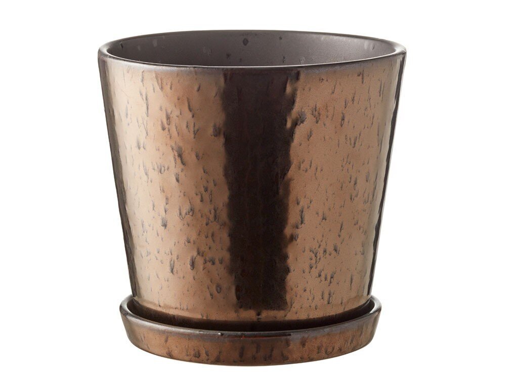 Bronzas keramikas pods ar šķīvi BITZ, 14x12,5 cm cena un informācija | Puķu podi | 220.lv