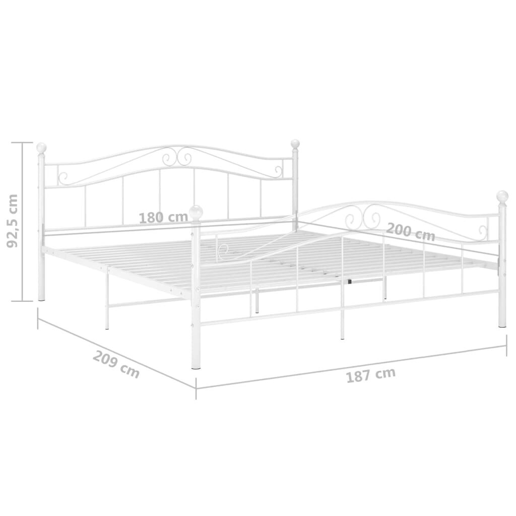 vidaXL gultas rāmis, balts, metāls, 180x200 cm cena un informācija | Gultas | 220.lv