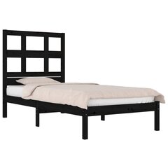 vidaXL gultas rāmis, melns, masīvkoks, 75x190 cm, 2FT6, vienvietīgs cena un informācija | Gultas | 220.lv