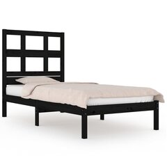 vidaXL gultas rāmis, melns, priedes masīvkoks, 100x200 cm cena un informācija | Gultas | 220.lv