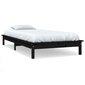 vidaXL gultas rāmis, melns, 90x200 cm, priedes masīvkoks cena un informācija | Gultas | 220.lv