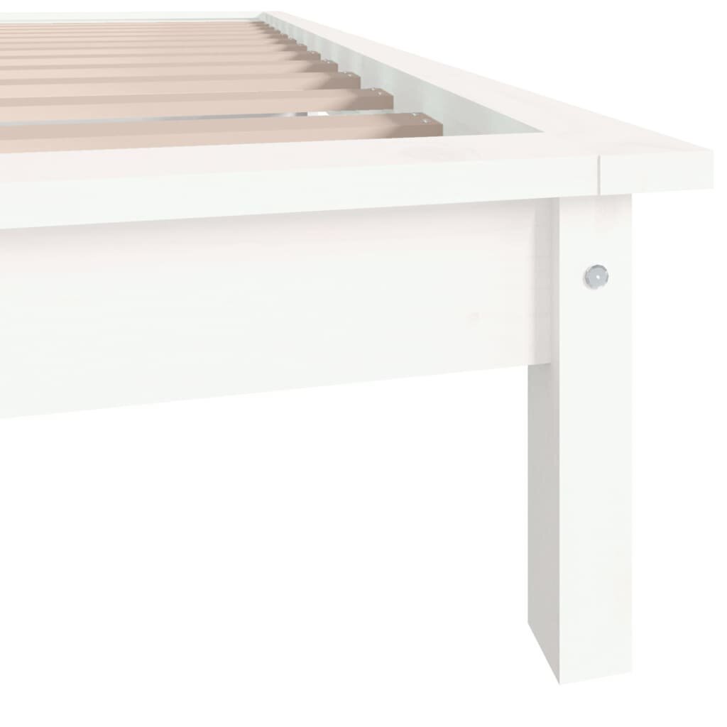 vidaXL gultas rāmis, balts, 100x200 cm, priedes masīvkoks cena un informācija | Gultas | 220.lv
