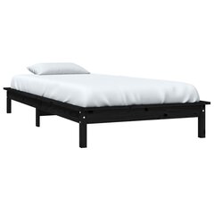 vidaXL gultas rāmis, melns, 100x200 cm, priedes masīvkoks cena un informācija | Gultas | 220.lv