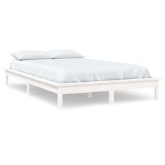 vidaXL gultas rāmis, balts, 140x200 cm, priedes masīvkoks cena un informācija | Gultas | 220.lv