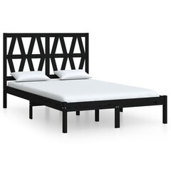 vidaXL gultas rāmis, melns, priedes masīvkoks, 120x190 cm, divvietīgs cena un informācija | Gultas | 220.lv