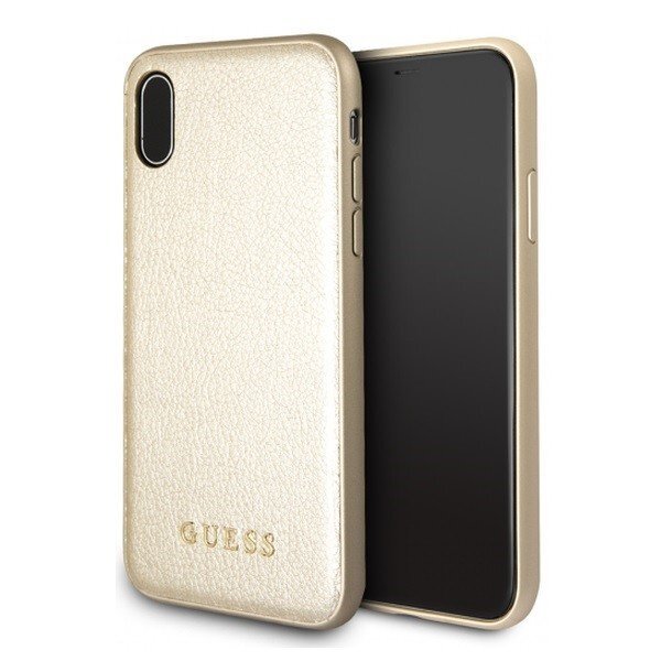 Guess case for iPhone X / XS GUHCPXIGLGO gold hard case Iridescent цена и информация | Telefonu vāciņi, maciņi | 220.lv