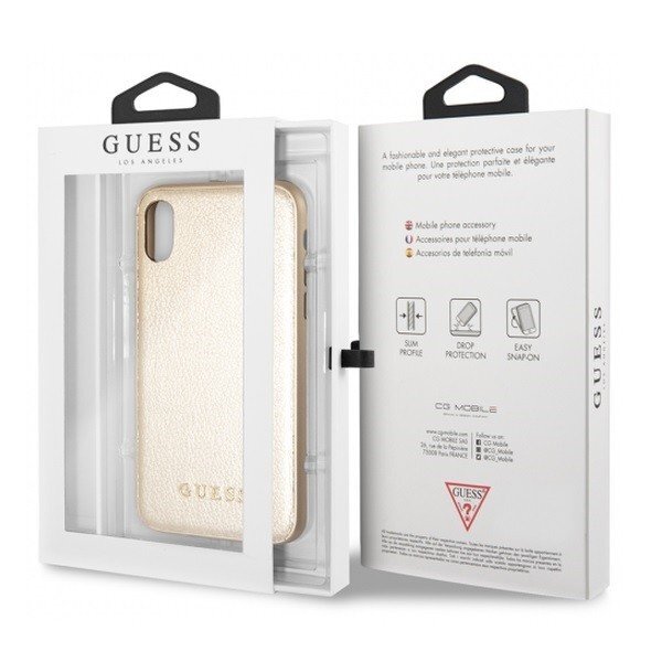 Guess case for iPhone X / XS GUHCPXIGLGO gold hard case Iridescent cena un informācija | Telefonu vāciņi, maciņi | 220.lv