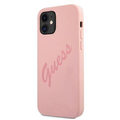 Guess case for iPhone 12 mini 5,4&quot; GUHCP12SLSVSPI pink hard case Script Vintage cena un informācija | Telefonu vāciņi, maciņi | 220.lv