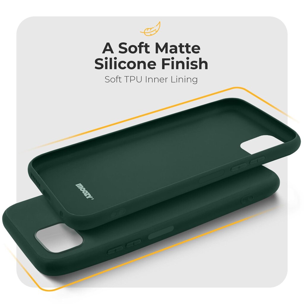 Moozy Minimalist plāns, matēts silikona vāciņš saderīgs ar Samsung Galaxy A22 5G telefona modeli, Tumši zaļš цена и информация | Telefonu vāciņi, maciņi | 220.lv