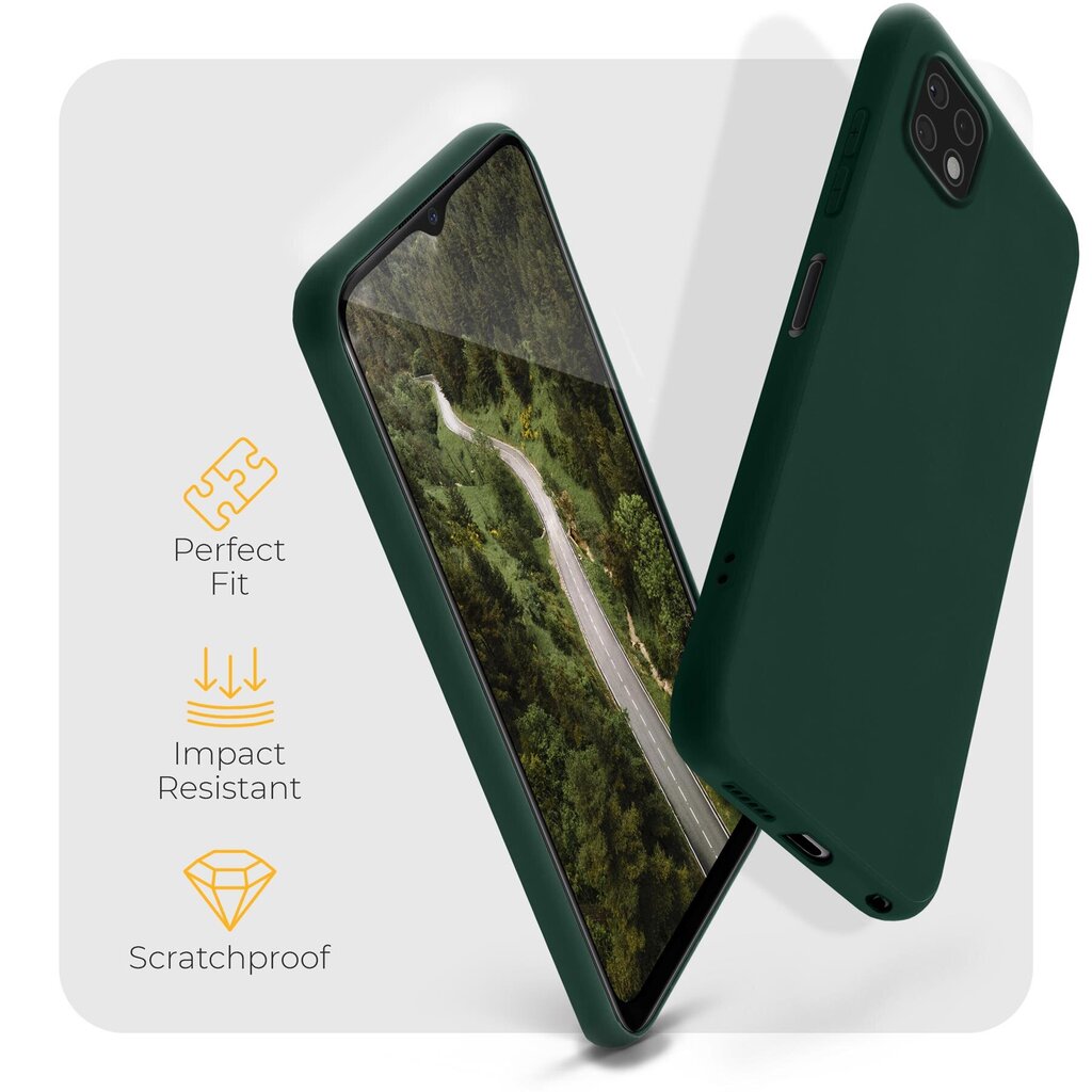Moozy Minimalist plāns, matēts silikona vāciņš saderīgs ar Samsung Galaxy A22 5G telefona modeli, Tumši zaļš cena un informācija | Telefonu vāciņi, maciņi | 220.lv