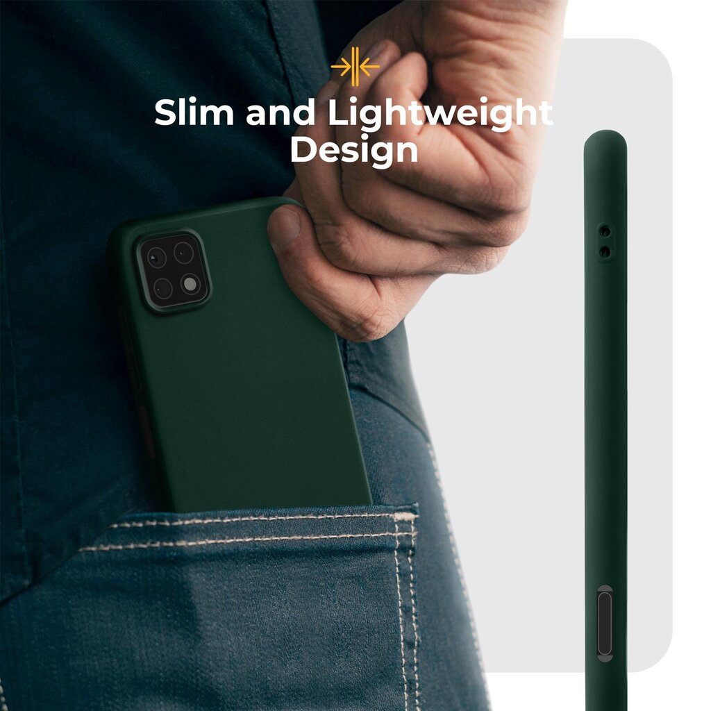 Moozy Minimalist plāns, matēts silikona vāciņš saderīgs ar Samsung Galaxy A22 5G telefona modeli, Tumši zaļš cena un informācija | Telefonu vāciņi, maciņi | 220.lv