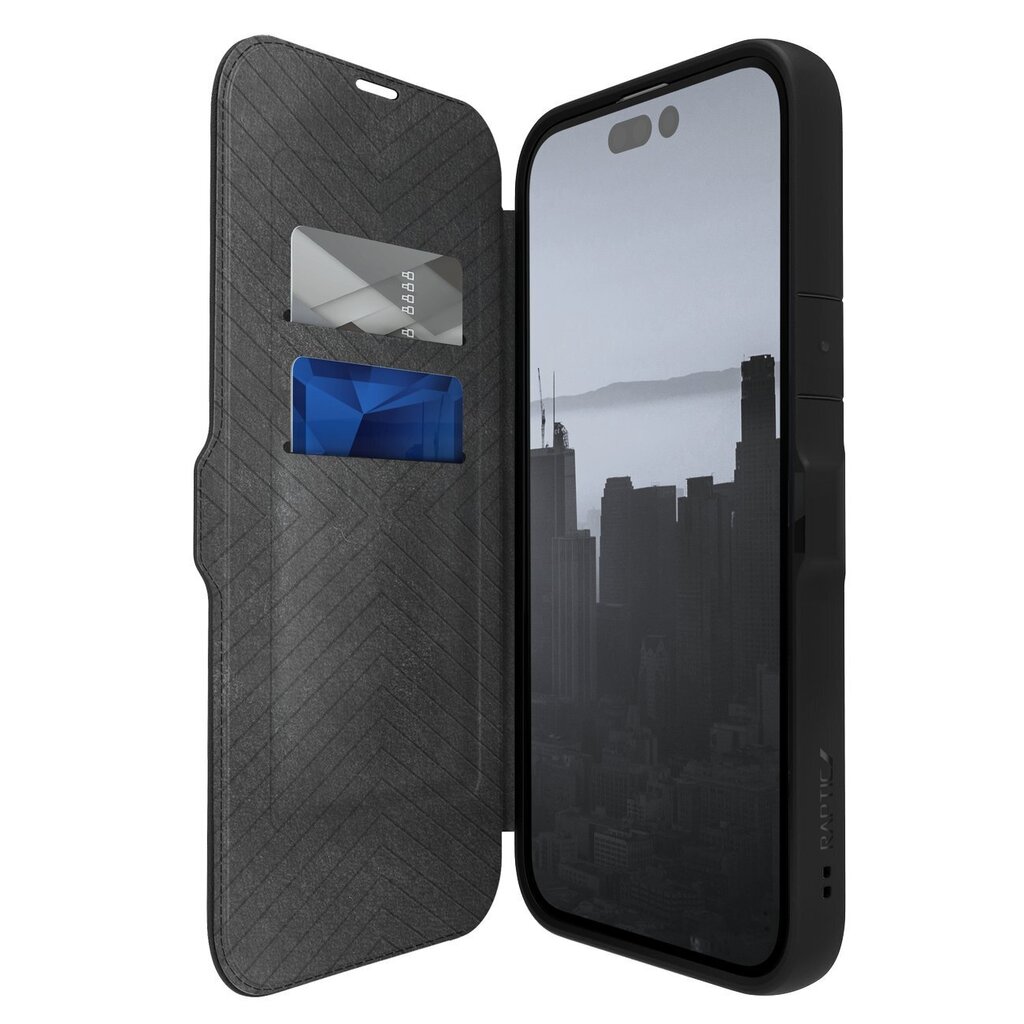 Raptic X-Doria Urban Folio iPhone 14 Pro Max flip Black cena un informācija | Telefonu vāciņi, maciņi | 220.lv