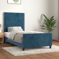 vidaXL gultas rāmis ar galvgali, tumši zils samts, 90x200 cm цена и информация | Кровати | 220.lv