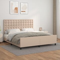 vidaXL gultas rāmis ar galvgali, kapučīno, 180x200 cm, mākslīgā āda cena un informācija | Gultas | 220.lv