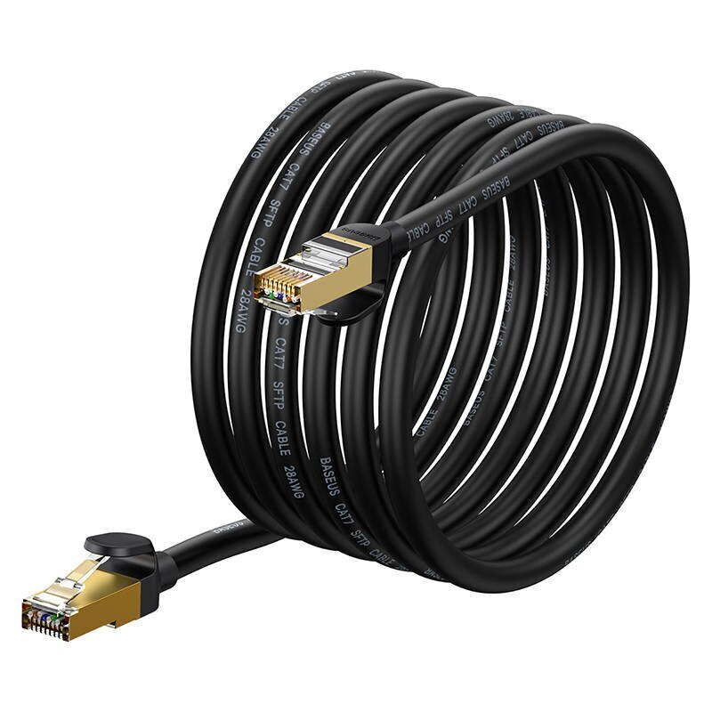 Baseus Ethernet RJ45, 10Gbps, 5m network cable (black) cena un informācija | Kabeļi un vadi | 220.lv