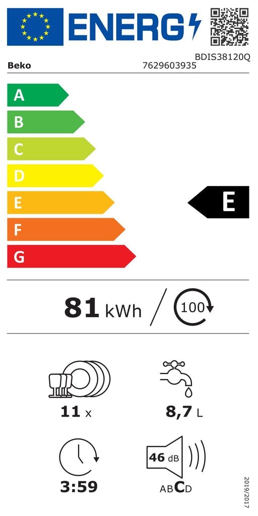 Beko BDIS38120Q cena un informācija | Trauku mazgājamās mašīnas | 220.lv