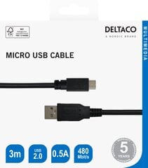 Deltaco USB-303S-K cena un informācija | Savienotājkabeļi | 220.lv