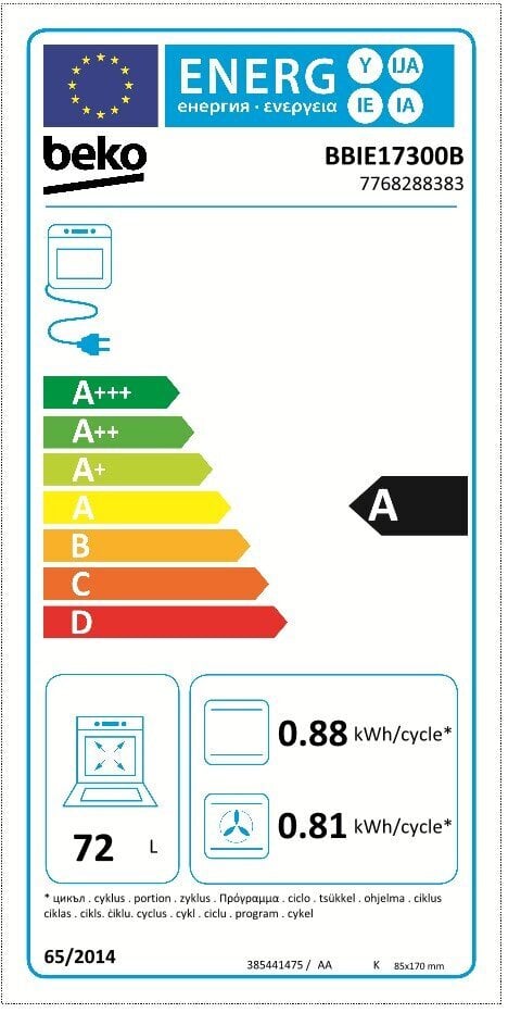 Beko BBIE17300B cena un informācija | Cepeškrāsnis | 220.lv