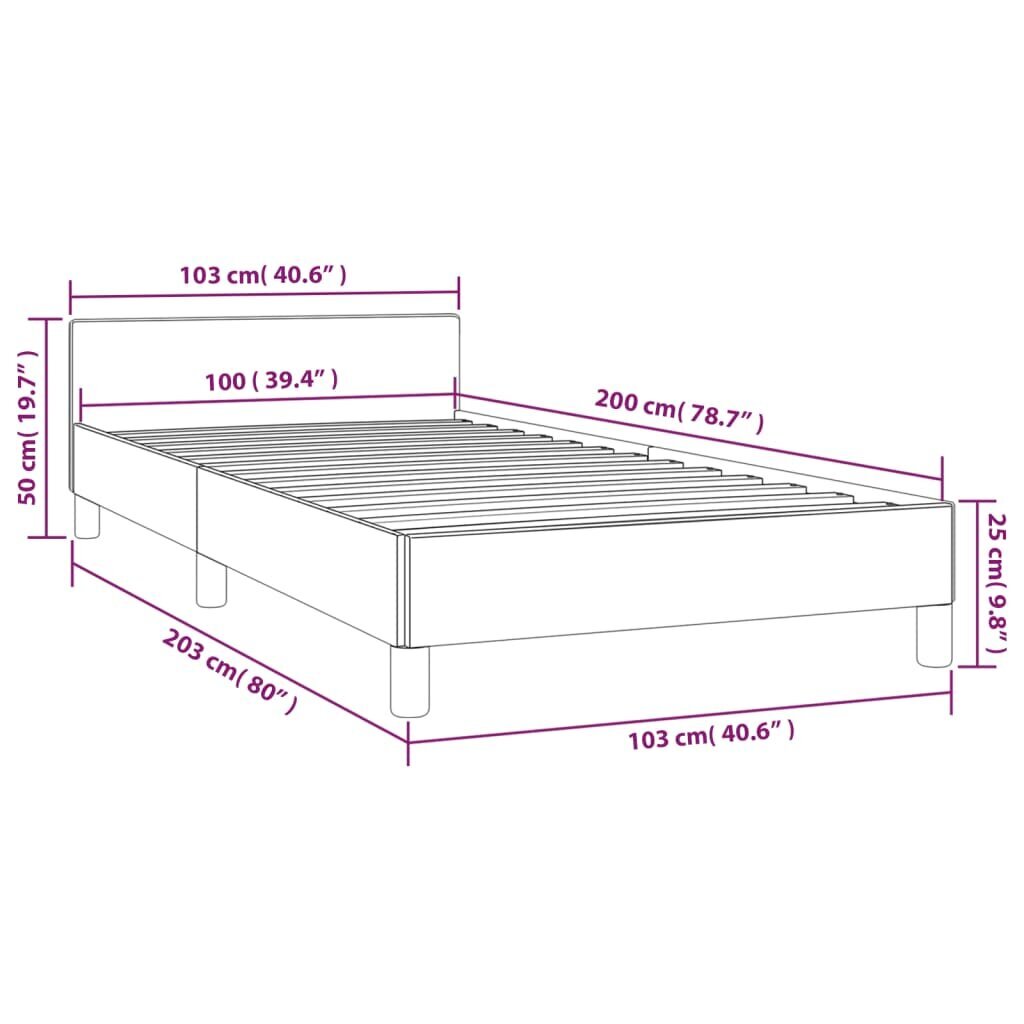 Gultas rāmis ar galvgali, kapučino, 100x200 cm, mākslīgā āda cena un informācija | Gultas | 220.lv