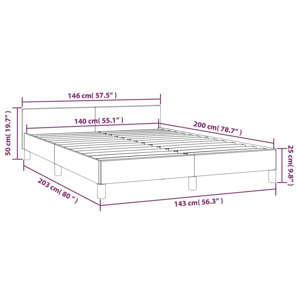 Gultas rāmis ar galvgali, melns, 140x200 cm, samts cena un informācija | Gultas | 220.lv