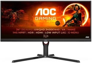 Monitors AOC U34G3XM/EU 3440 x 1440 px UWQHD цена и информация | Мониторы | 220.lv