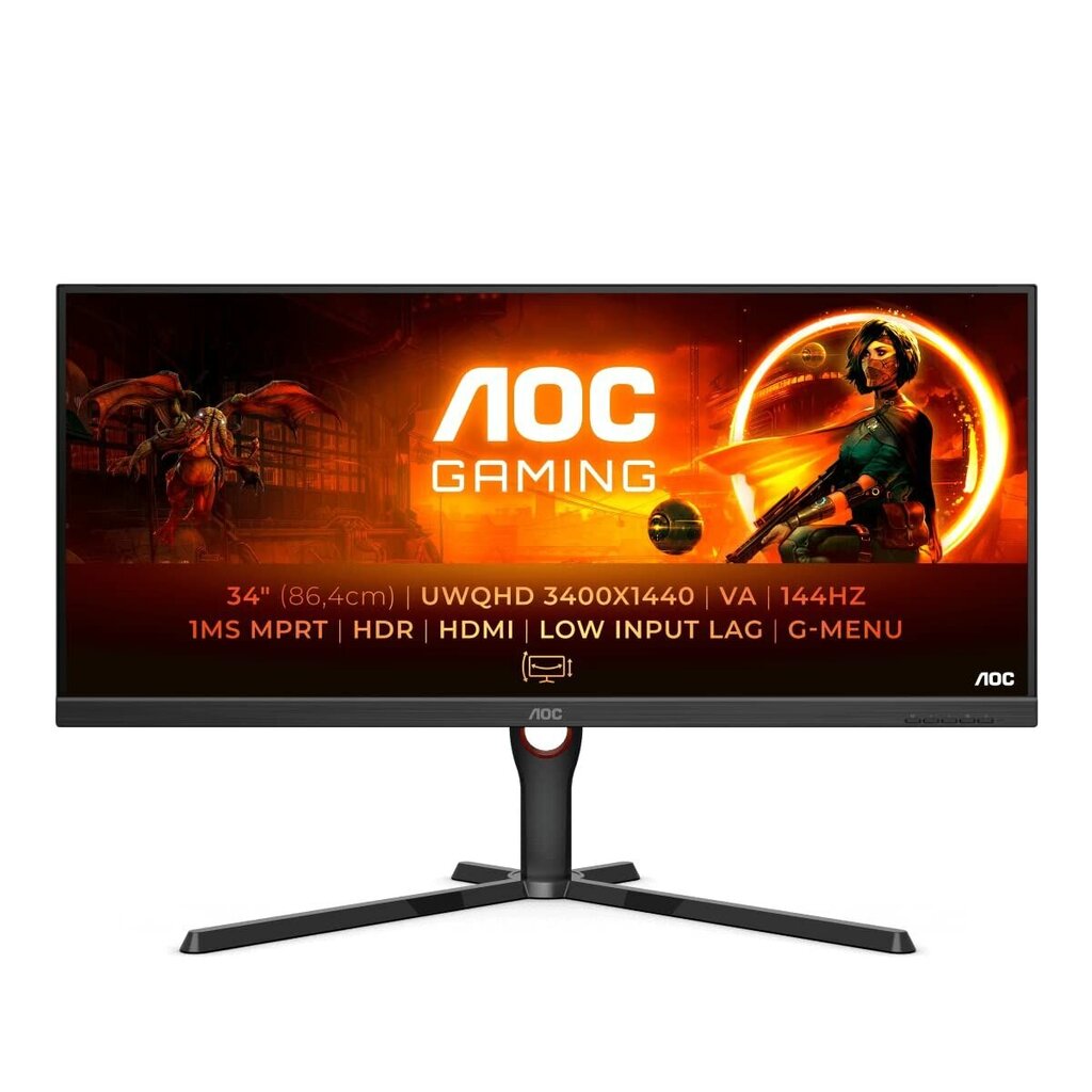 Monitors AOC U34G3XM/EU 3440 x 1440 px UWQHD цена и информация | Monitori | 220.lv