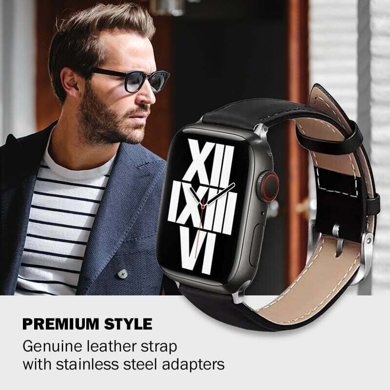 Crong Noble Band Leather Band Black cena un informācija | Viedpulksteņu un viedo aproču aksesuāri | 220.lv