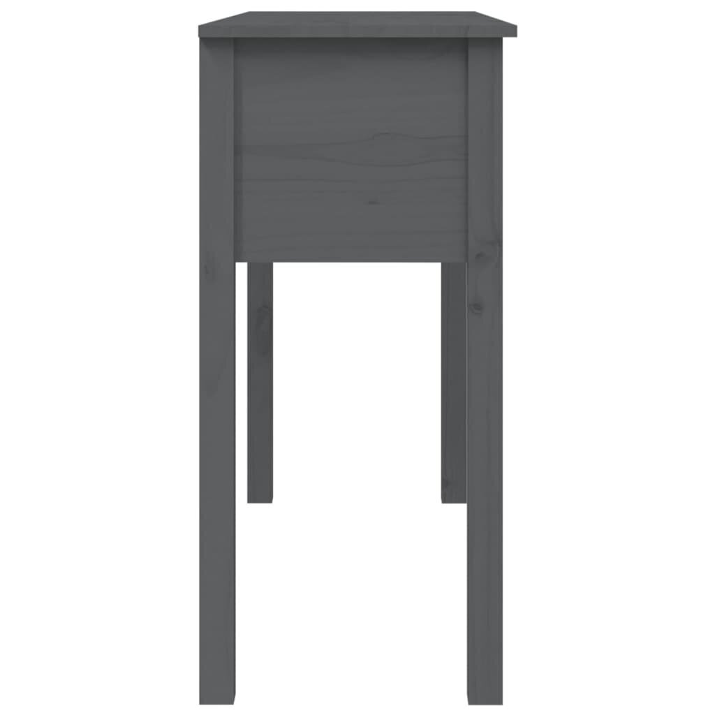vidaXL konsoles galdiņš, pelēks, 100x35x75 cm, priedes masīvkoks цена и информация | Konsoles galdiņi | 220.lv