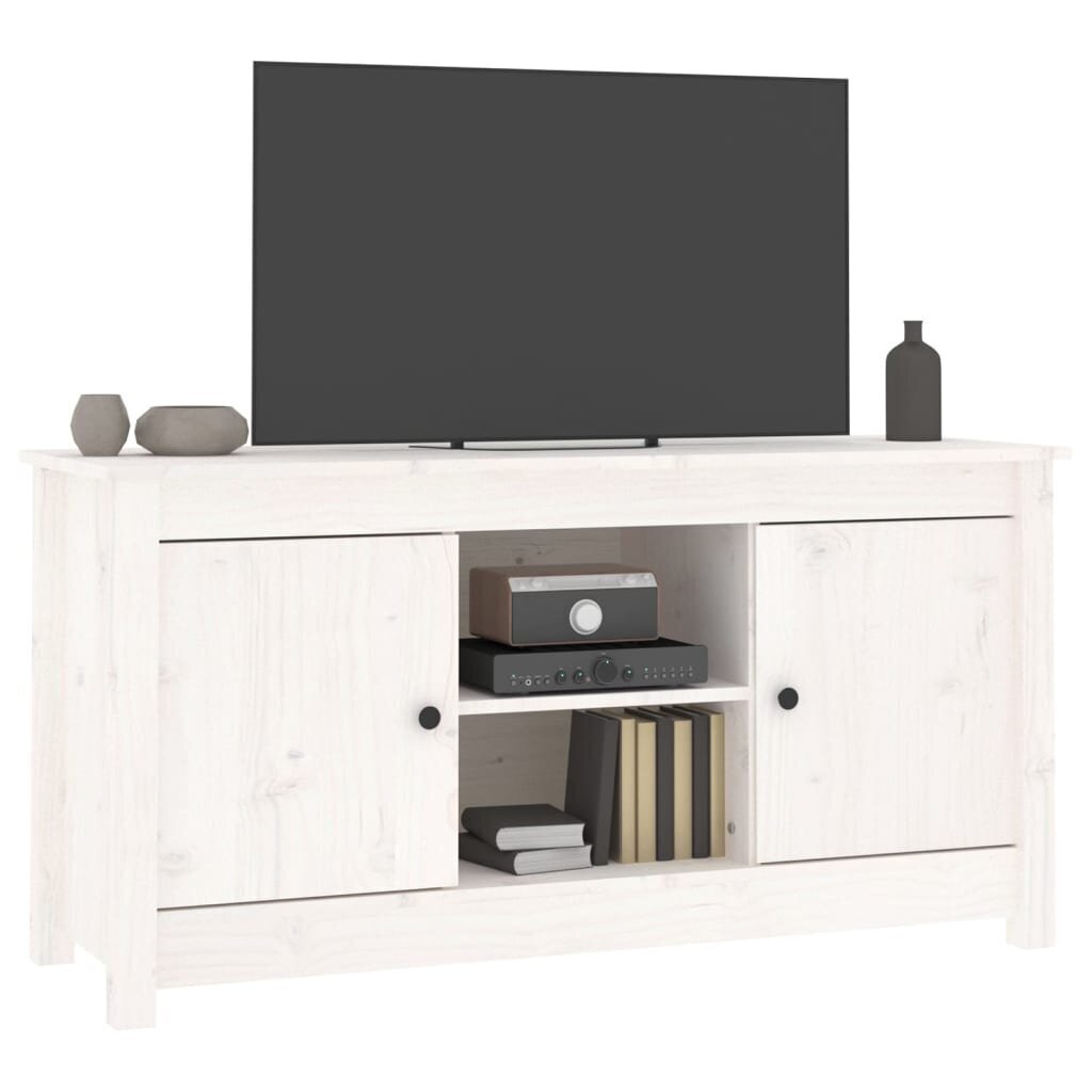 vidaXL TV skapītis, balts, 103x36,5x52 cm, priedes masīvkoks цена и информация | TV galdiņi | 220.lv