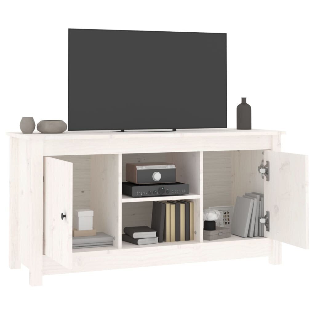 vidaXL TV skapītis, balts, 103x36,5x52 cm, priedes masīvkoks цена и информация | TV galdiņi | 220.lv