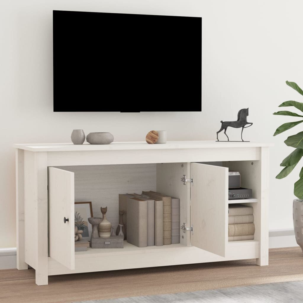 vidaXL TV skapītis, balts, 103x36,5x52 cm, priedes masīvkoks cena un informācija | TV galdiņi | 220.lv