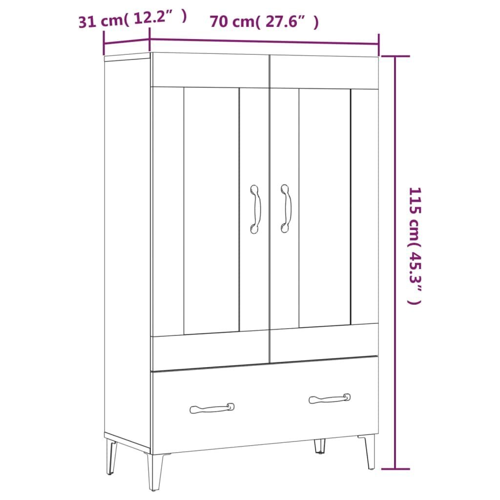 vidaXL augstais skapītis, ozola krāsa, 70x31x115 cm, inženierijas koks cena un informācija | Kumodes | 220.lv