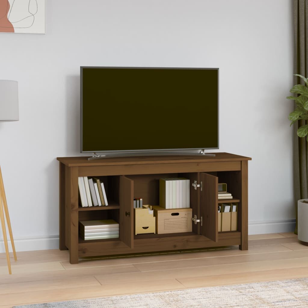 vidaXL TV skapītis, medus brūns, 103x36,5x52 cm, priedes masīvkoks cena un informācija | TV galdiņi | 220.lv