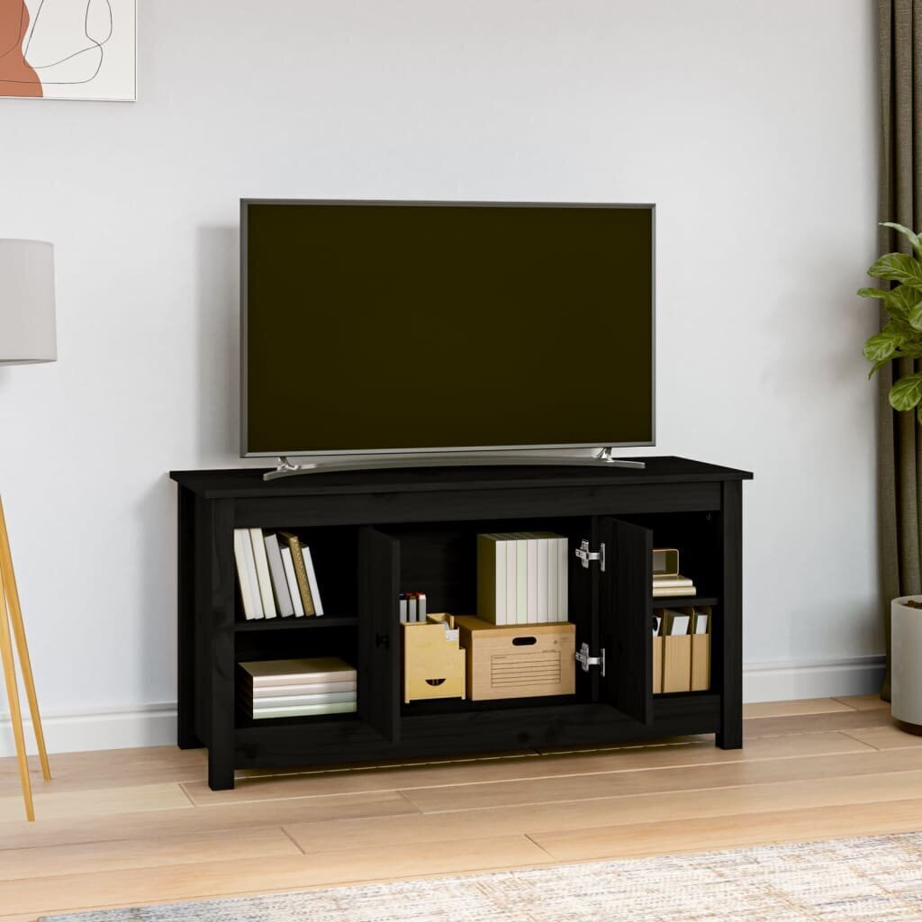 vidaXL TV skapītis, melns, 103x36,5x52 cm, priedes masīvkoks cena un informācija | TV galdiņi | 220.lv