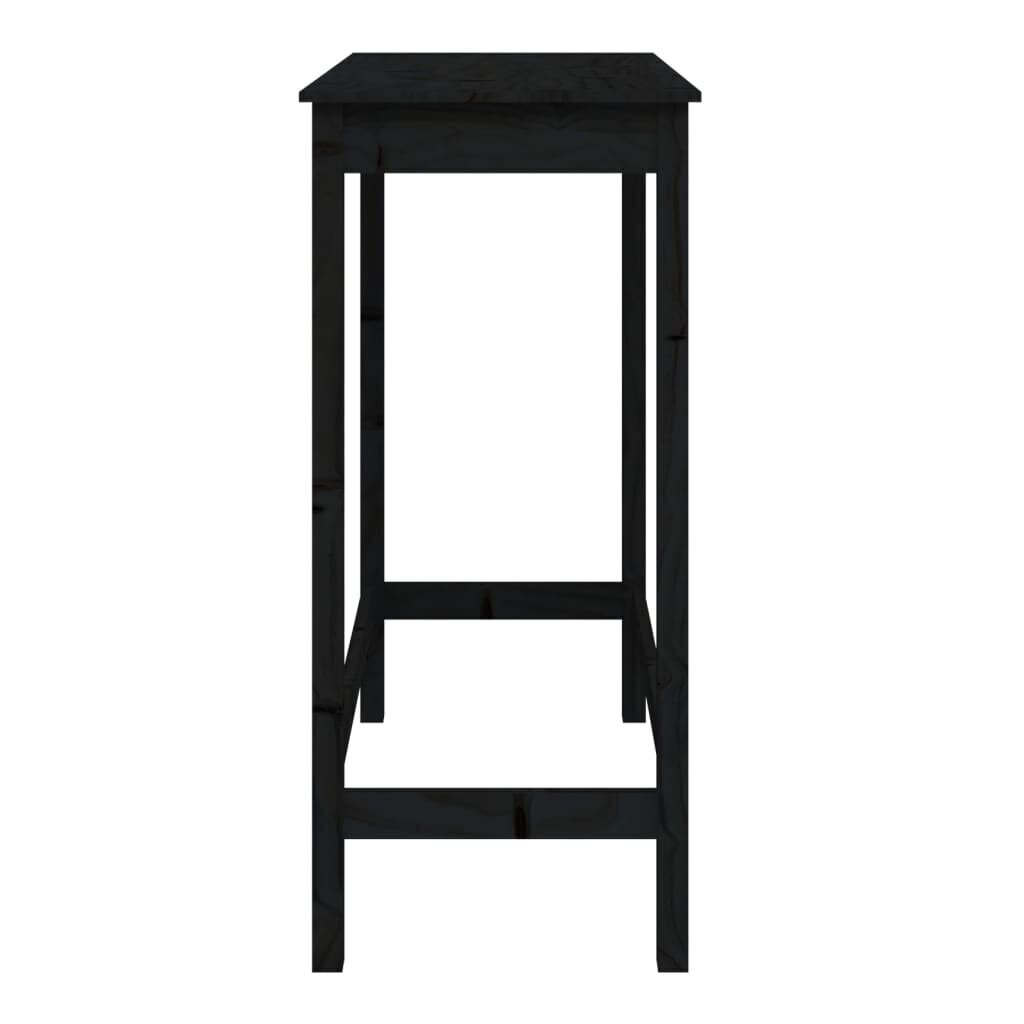 vidaXL bāra galds, melns, 100x50x110 cm, priedes masīvkoks cena un informācija | Virtuves galdi, ēdamgaldi | 220.lv