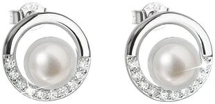 Evolution Group Sudraba auskari peonijas ar īstām pērlēm Pavon 21022.1 cena un informācija | Auskari | 220.lv