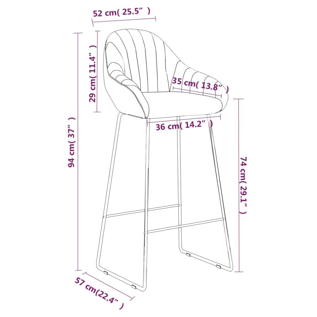 vidaXL bāra krēsli, 2 gab., tumši pelēks samts cena un informācija | Virtuves un ēdamistabas krēsli | 220.lv