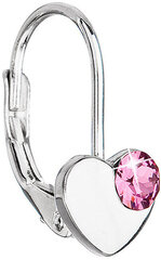 Evolution Group Sudraba sirds auskari ar Swarovski 31299.3 Rose цена и информация | Серьги | 220.lv