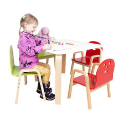 Bērnu komplekts HAPPY galds un 2 krēsli, balts/zaļš цена и информация | Комплекты мебели для столовой | 220.lv
