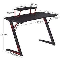 Datorgalds SONGMICS melnā un sarkanā krāsā цена и информация | Компьютерные, письменные столы | 220.lv