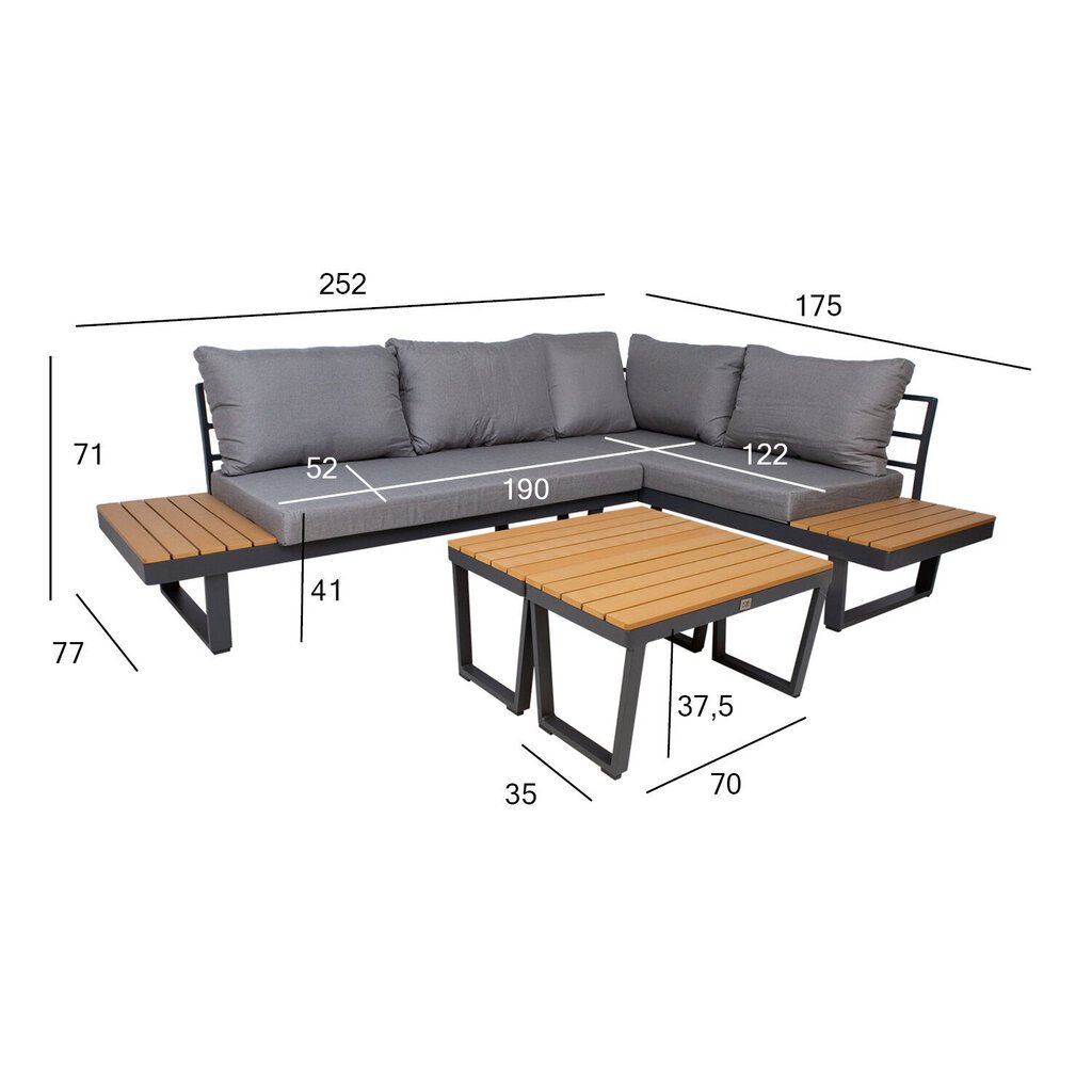 Dārza mēbeļu komplekts MALTA moduļu dīvāns un 2 galdi cena un informācija | Dārza mēbeļu komplekti | 220.lv