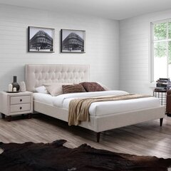 Кровать EMILIA с матрасом HARMONY DUO (86743) 140x200см, обивка из мебельного текстиля, цвет: светло-бежевый цена и информация | Кровати | 220.lv