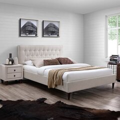 Кровать EMILIA с матрасом HARMONY TOP POCKET (86863) 140x200см, обивка из мебельного текстиля, цвет: светло-бежевый цена и информация | Кровати | 220.lv