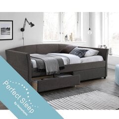 Кровать GENESIS с матрасом HARMONY DELUX (85265) 90x200см, с 2-ящиками, обивка из мебельного текстиля, цвет:  серый цена и информация | Кровати | 220.lv