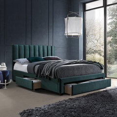 Кровать GRACE 160x200 см, с ящиками и матрасом HARMONY DELUXE, зелёная цена и информация | Кровати | 220.lv