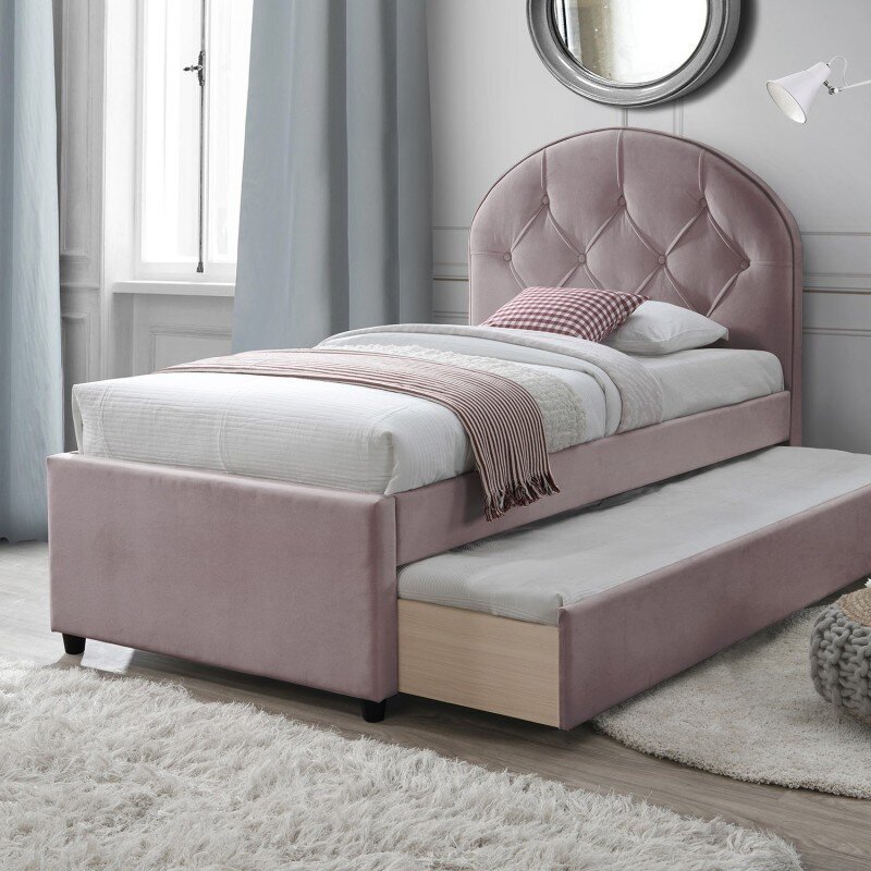 Gulta LARA 90x205cm, ar papildus guļamvietu, violeti rozā цена и информация | Gultas | 220.lv
