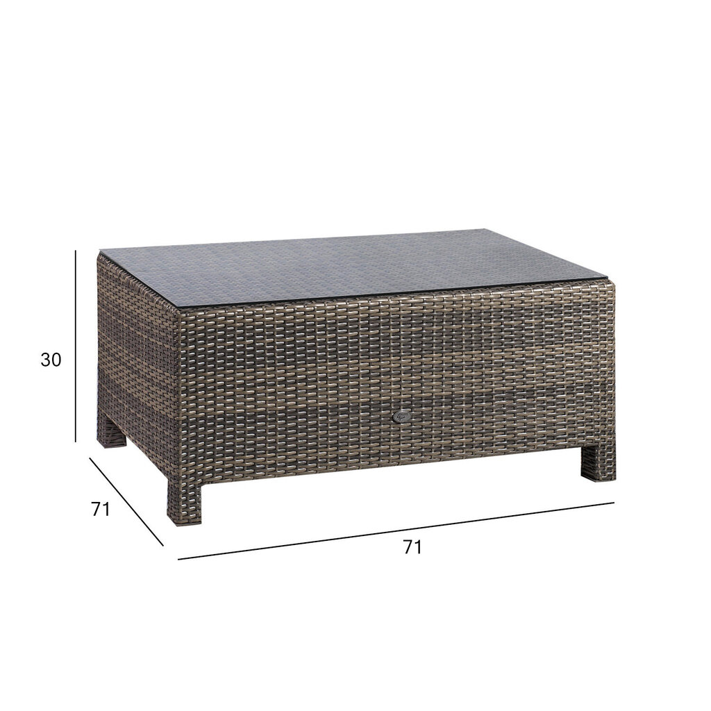 Kafijas galdiņš SEVILLA NEW 71x71xH30cm, tumši brūns cena un informācija | Dārza galdi | 220.lv
