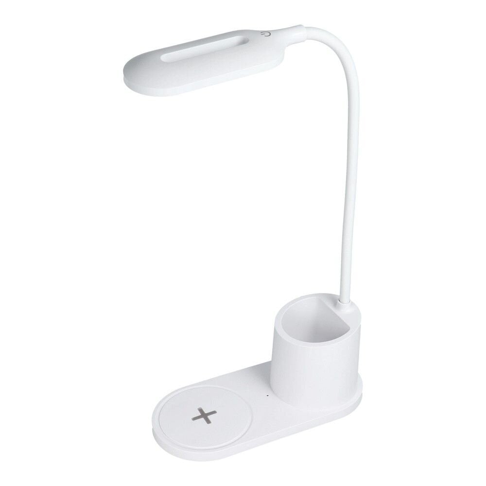 LED galda lampa ar bezvadu uzļades (wirelles charger) Balta cena un informācija | Galda lampas | 220.lv