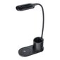 LED galda lampa ar bezvadu uzļades (wirelles charger) Melna cena un informācija | Galda lampas | 220.lv